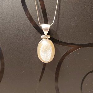 WHITE  SUGAR  WINDOW  DRUZY  STERLING  SILVER  PENDANT